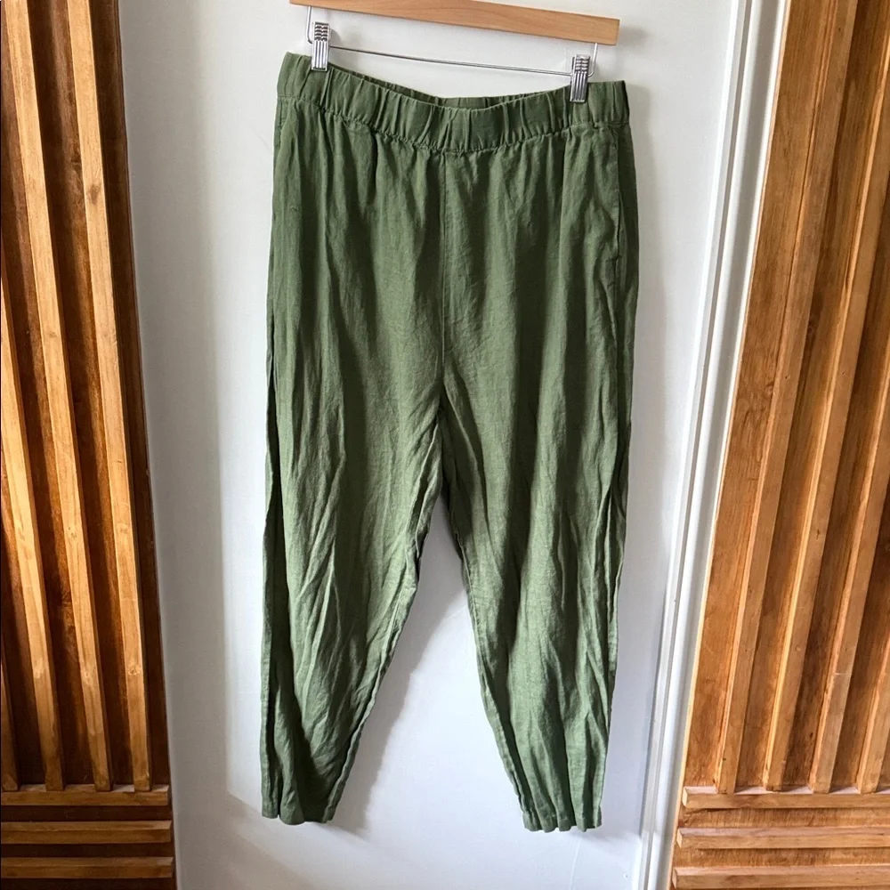 Zara 100% Linen Pull On Trouser Relaxed Pants. Size L - Picture 2 of 7